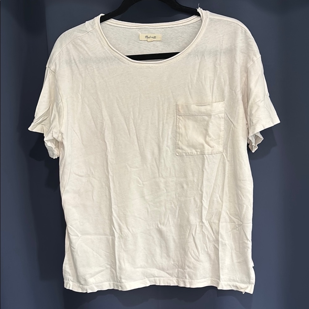 White Crew Neck T-Shirt with Pocket